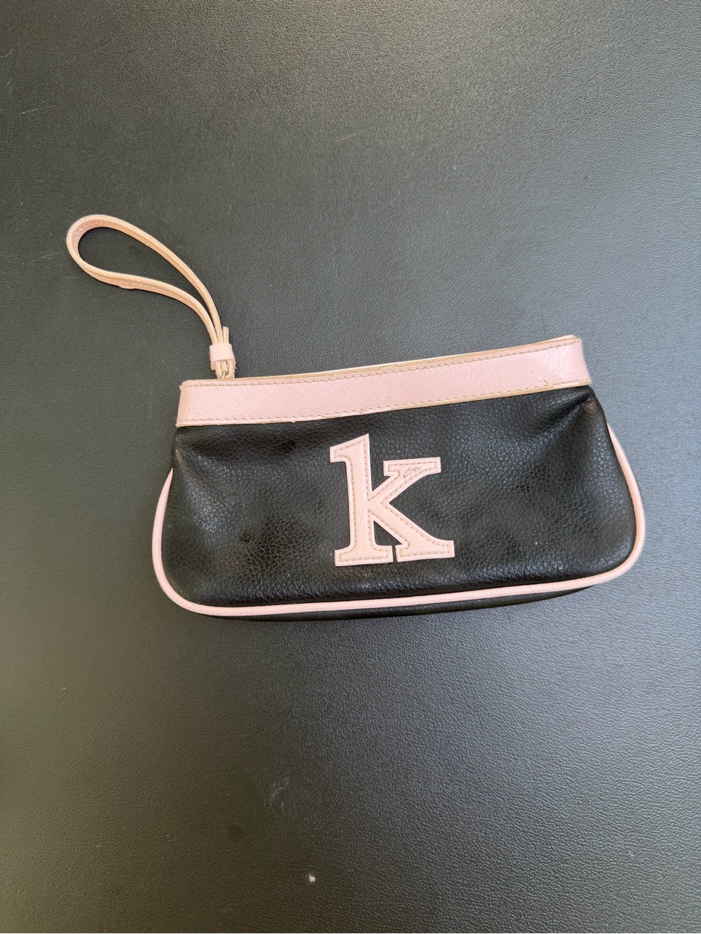 Y2K Black and Pink Wristlet Clutch with K Initial